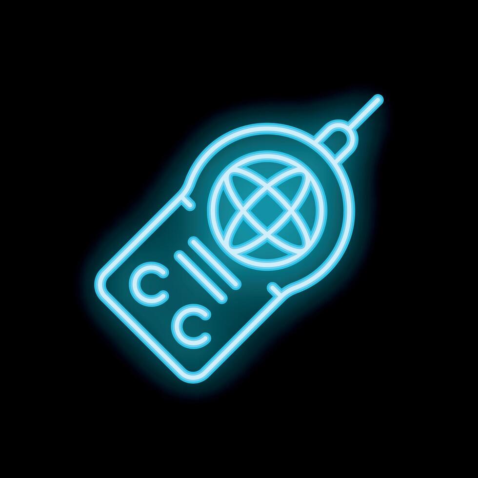 Neon icon of remote control with antenna depicting global communication vector