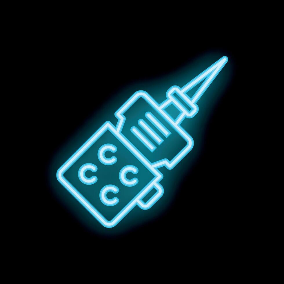 Neon icon of tattoo machine with needle pointing up vector