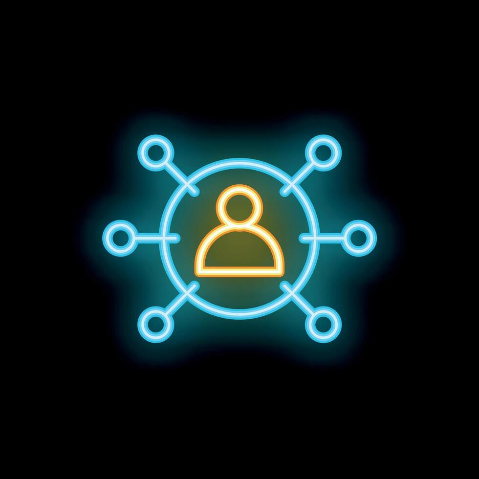 Neon icon of person connecting with network vector