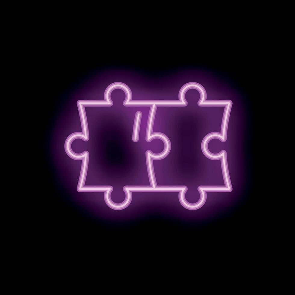 Neon puzzle pieces forming a teamwork concept vector