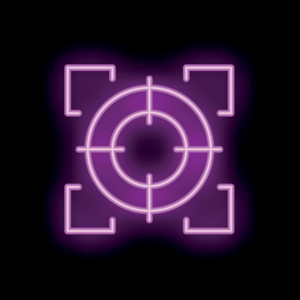 Neon target sign glowing on a black background vector