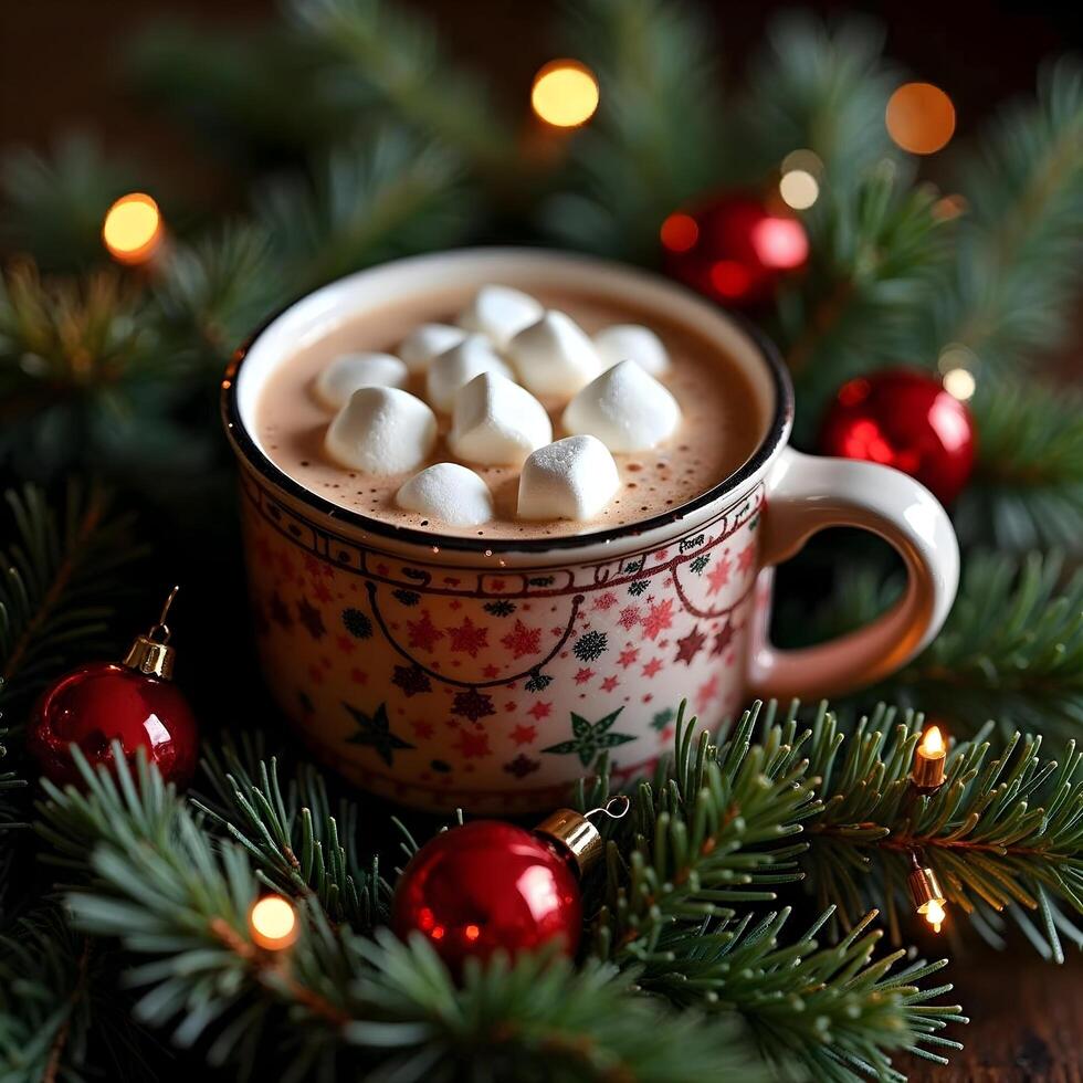 Hot chocolate with marshmallows photo
