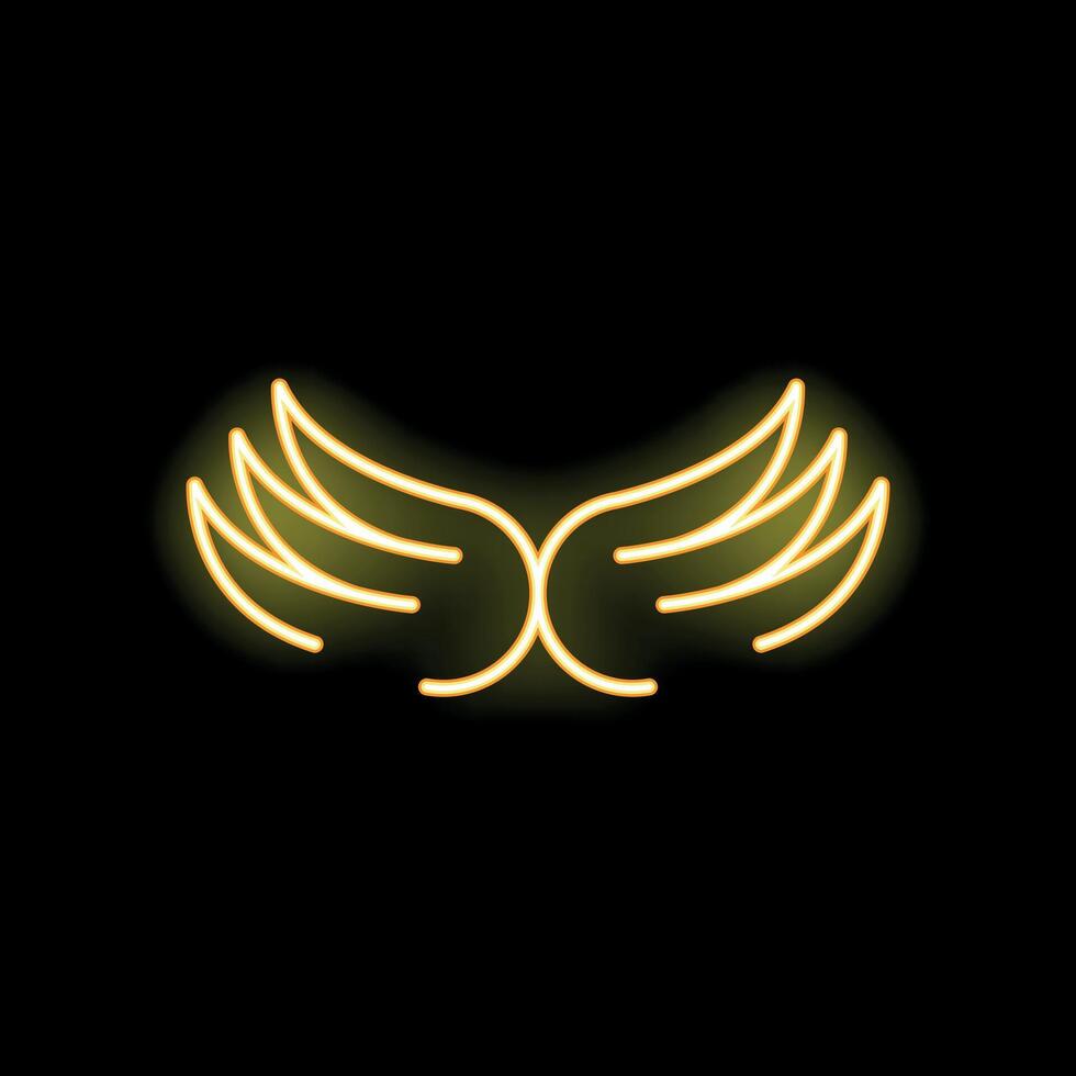 Neon wings logo glowing on a black background vector