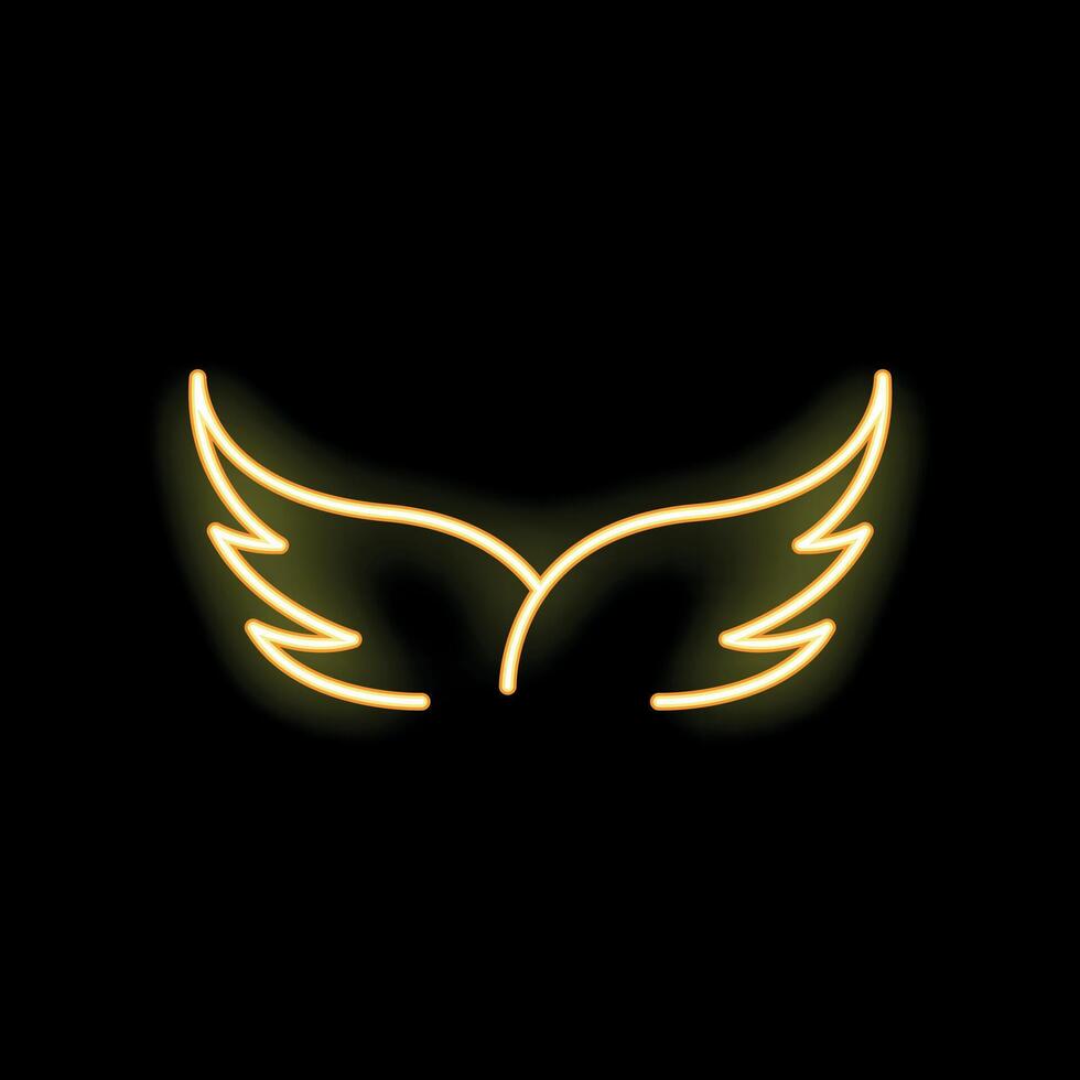 Neon wings spreading on a black background vector