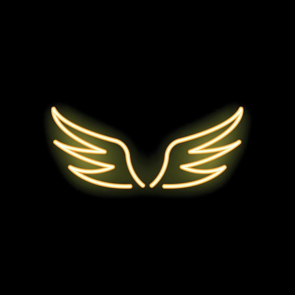 Neon wings spreading on a black background vector