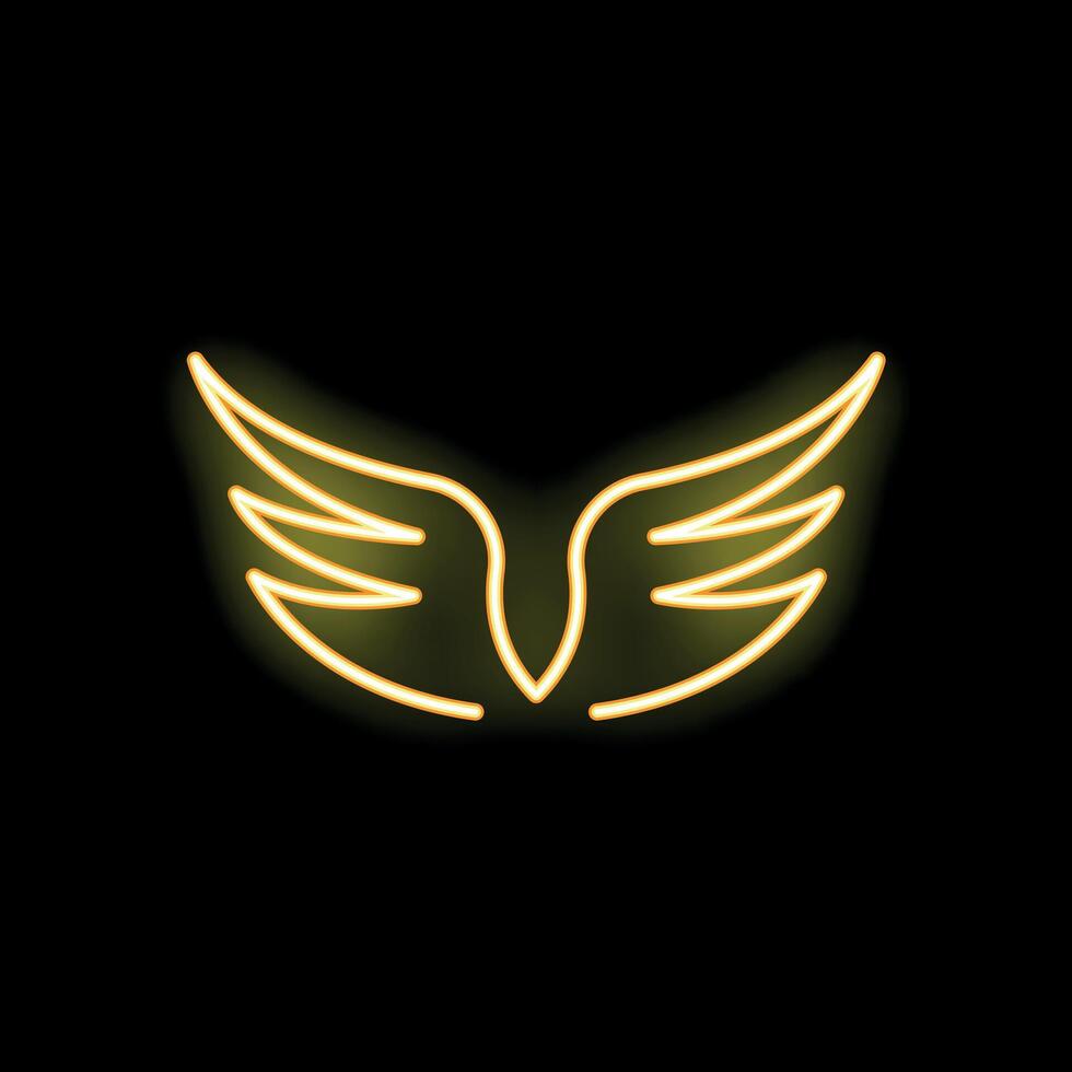 Neon wings logo representing freedom and strength vector