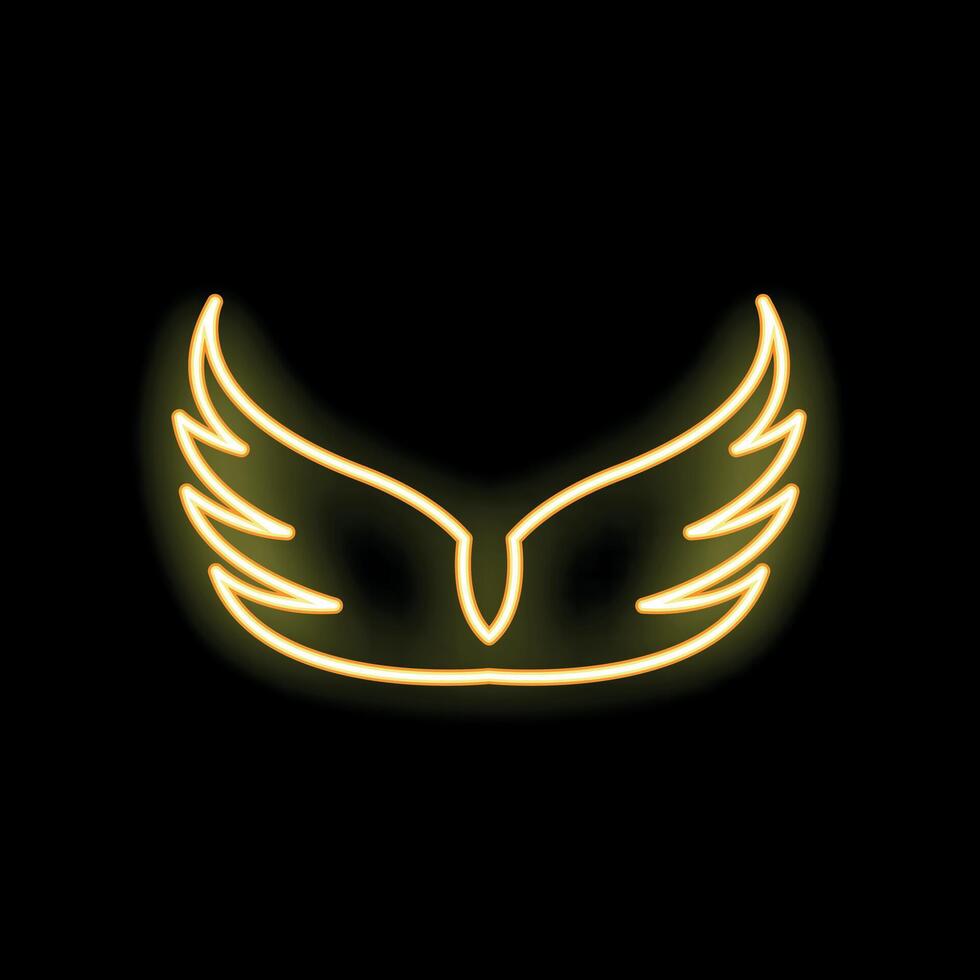 Neon wings sign representing freedom and power vector