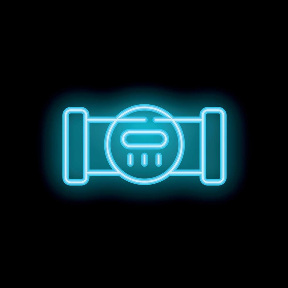 Neon water meter icon glowing on dark background vector