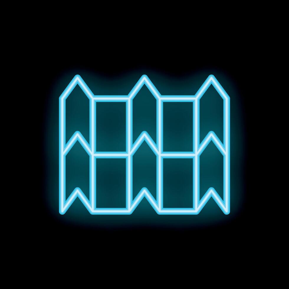 Glowing neon blue fence icon graphic on black background vector