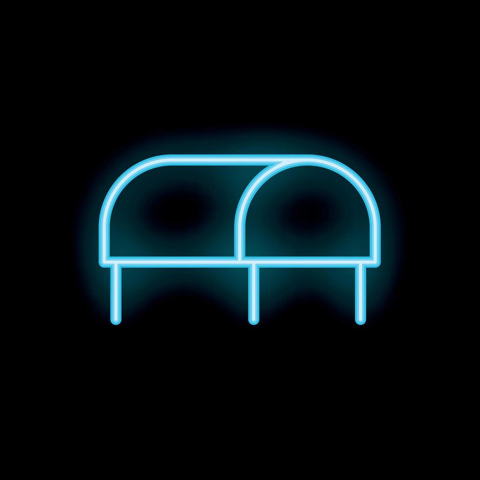 Neon mailbox icon glowing on dark background vector