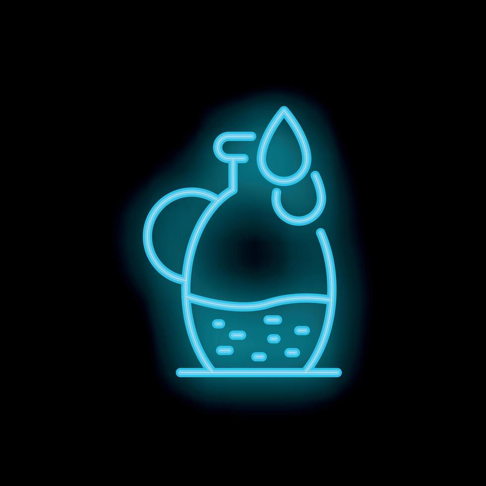 Neon sign representing a jug pouring water on a black background vector