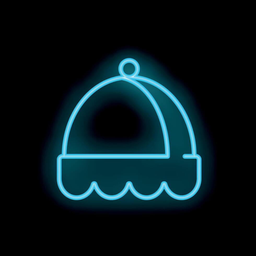 Neon icon of restaurant cloche shining on black background vector