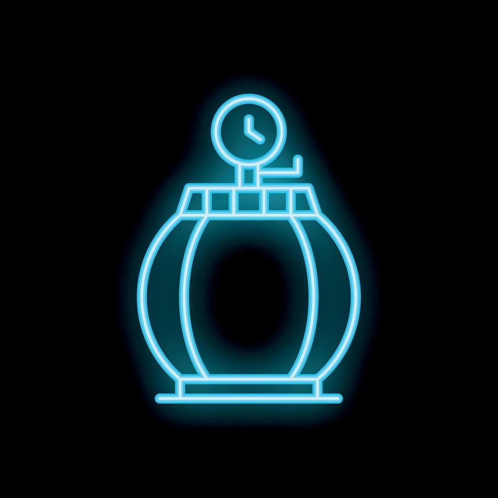 Neon blue round bomb with timer counting down on black background vector