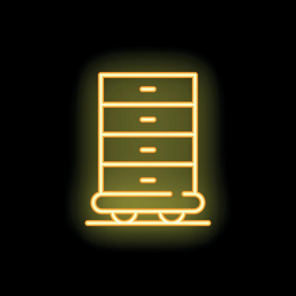 Neon mobile drawer unit icon for dark designs vector
