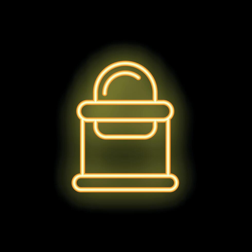 Neon yellow paint can shining on black background vector