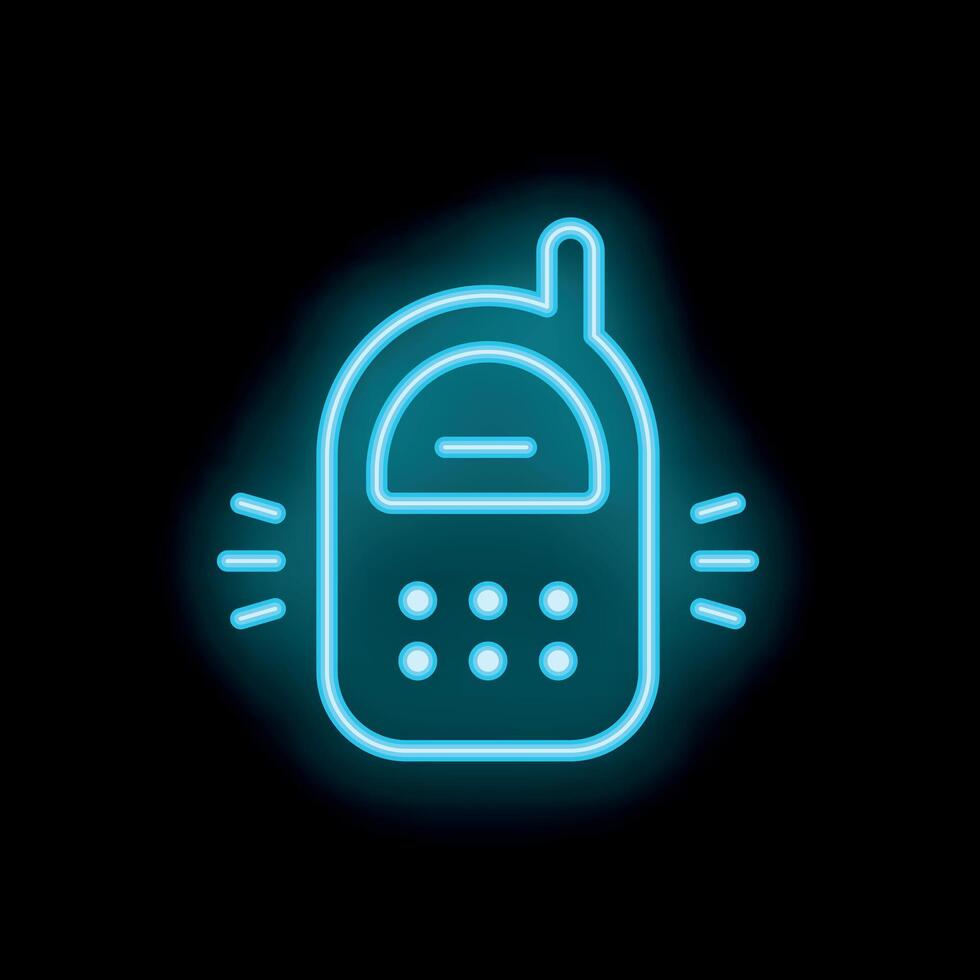 Neon baby monitor icon glowing on dark background vector