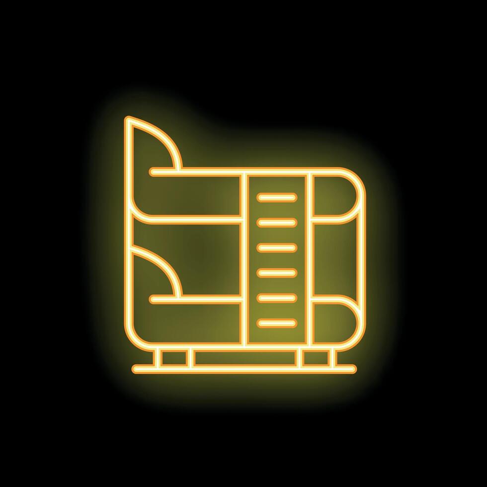 Glowing neon icon of a solarium or tanning bed on a black background vector