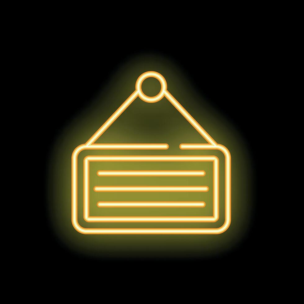 Neon yellow empty sign hanging on a string vector