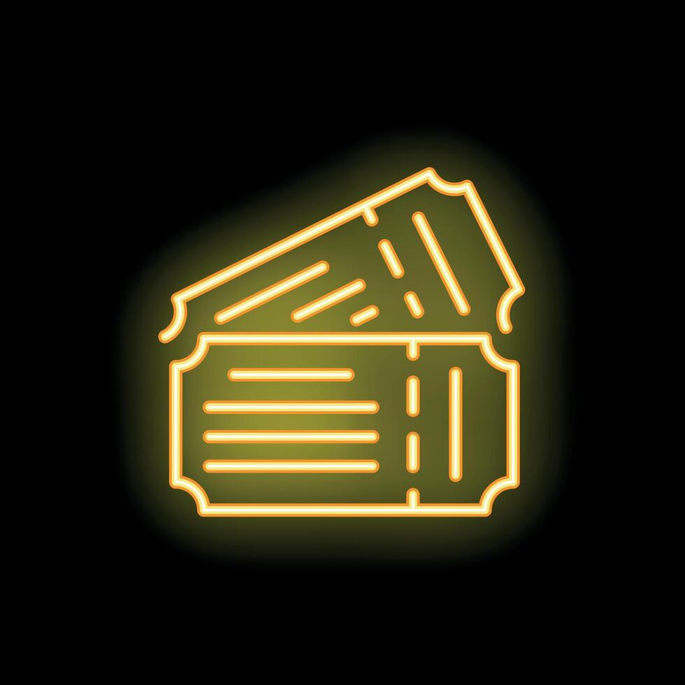 Neon style icon of two tickets representing entertainment and leisure vector