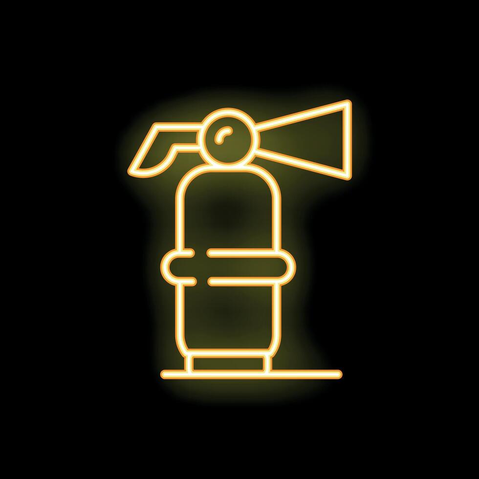 Neon fire extinguisher icon on black background vector
