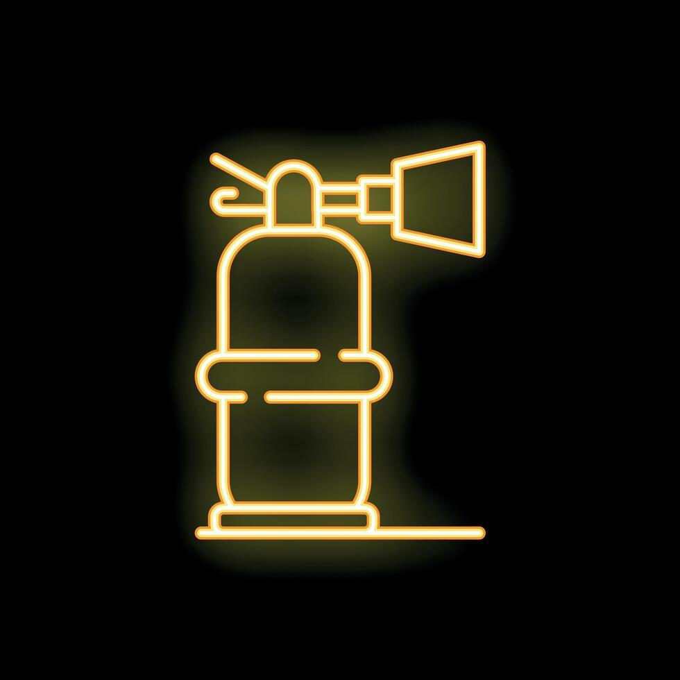 Glowing neon icon of a fire extinguisher for safety and prevention vector