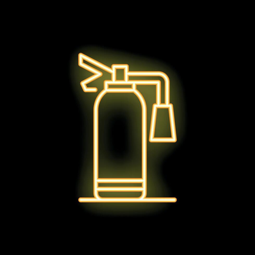 Neon fire extinguisher icon glowing on dark background vector