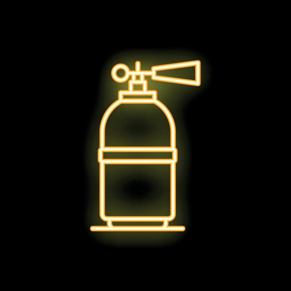 Neon yellow fire extinguisher icon glowing on black background vector