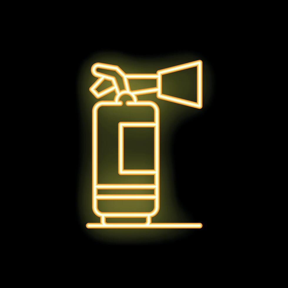 Neon fire extinguisher icon glowing in the dark vector