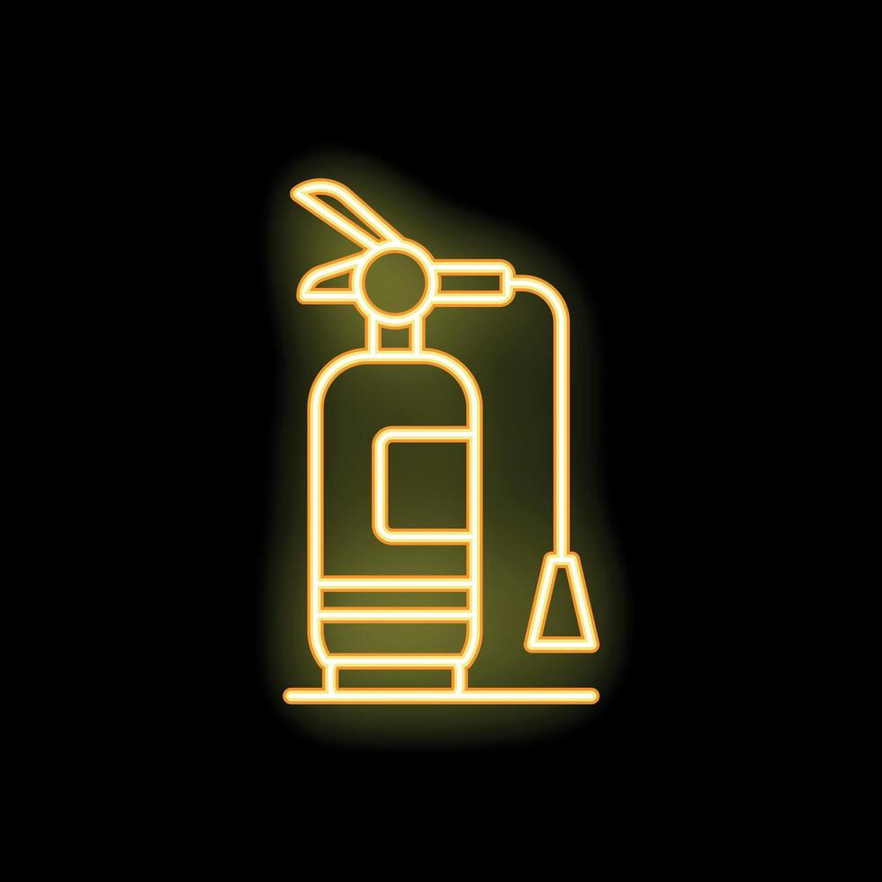 Neon sign of fire extinguisher on black background vector