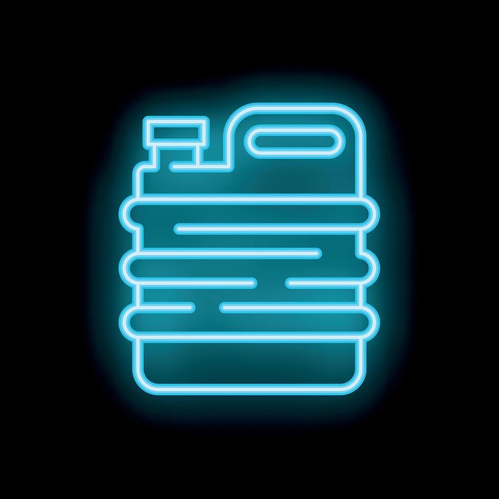 Neon icon of a jerrycan shining on a black background vector