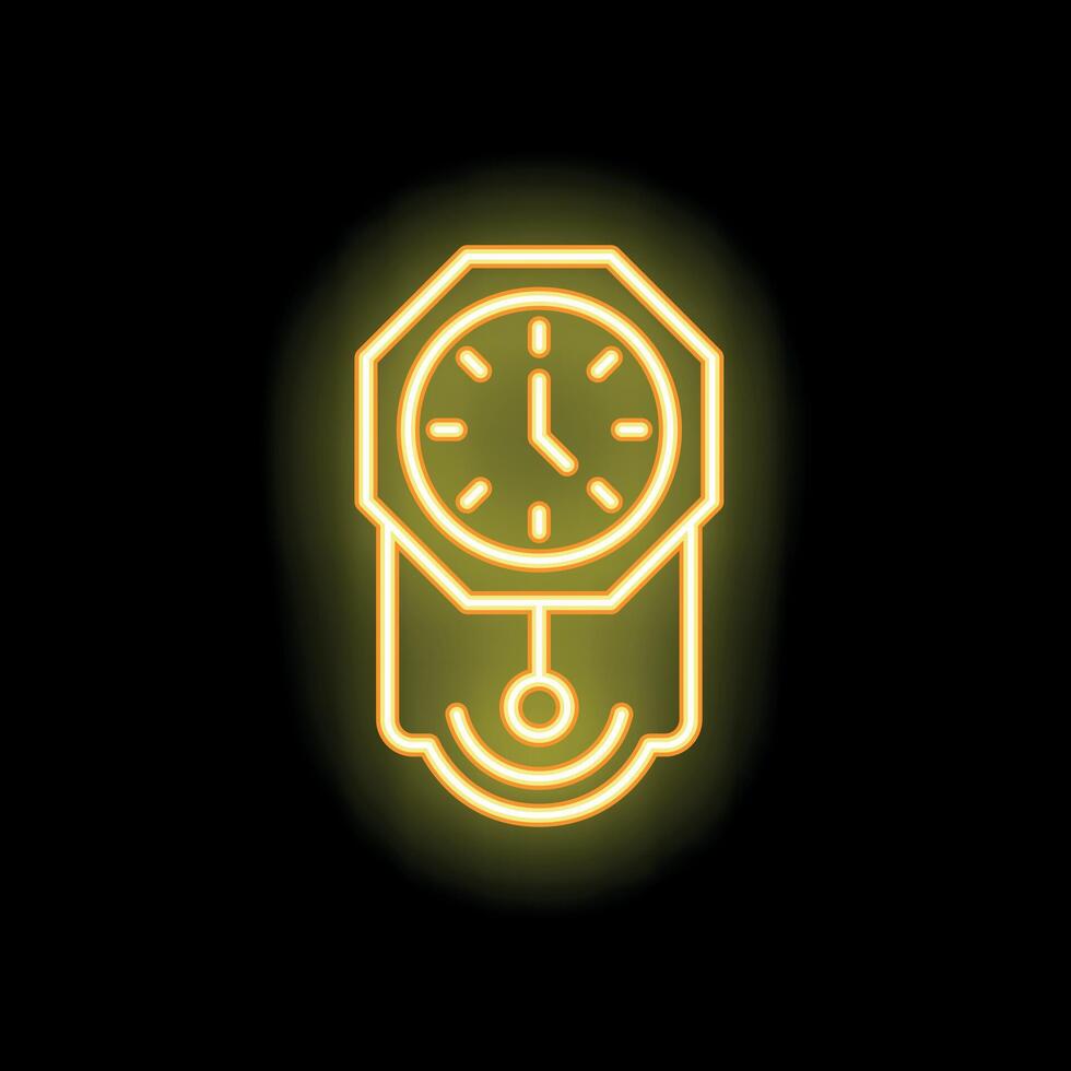 Neon clock shining on a black background vector