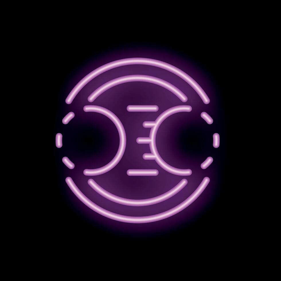 Neon icon of cell division representing biology and science vector