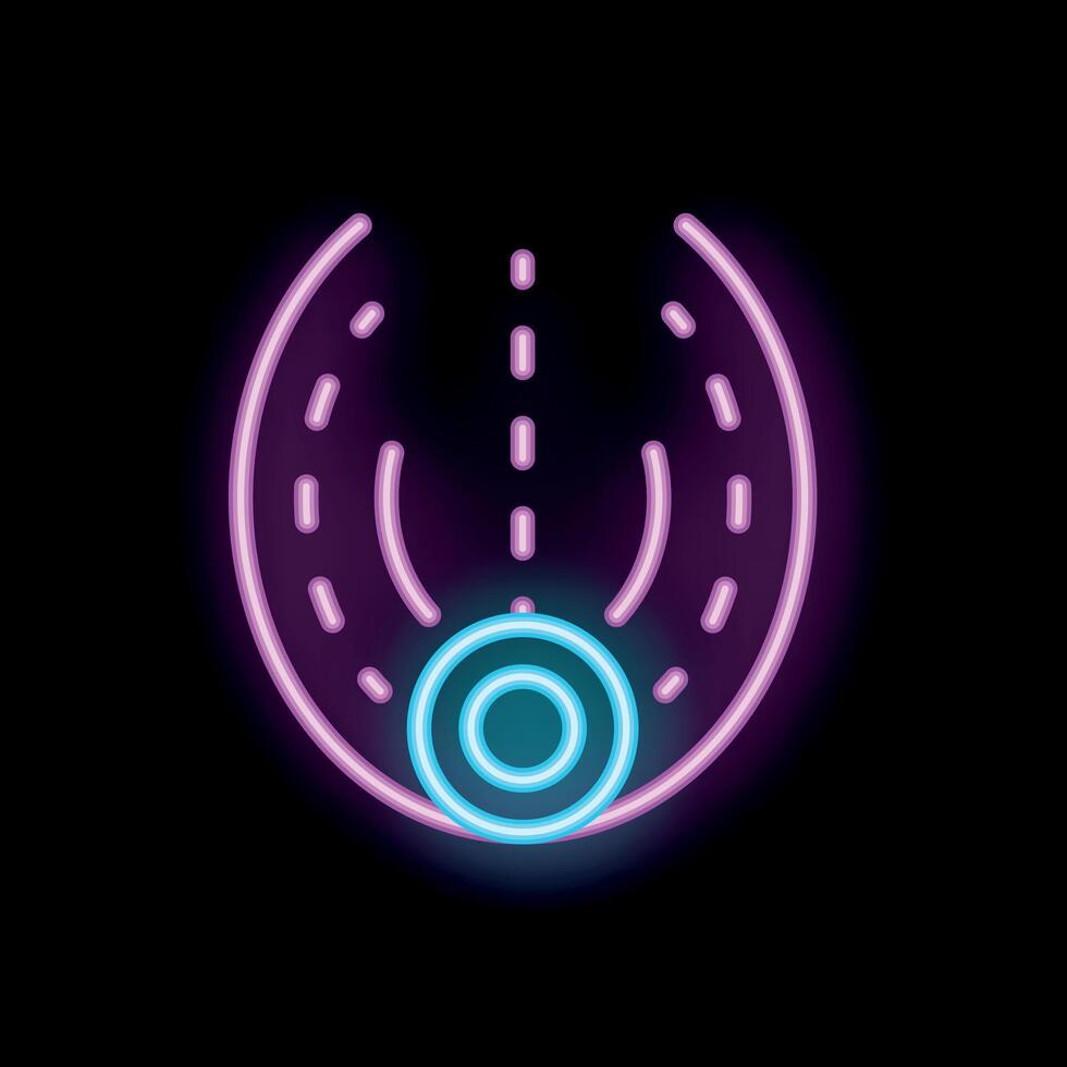 Neon sign representing autonomous car technology with self driving features vector