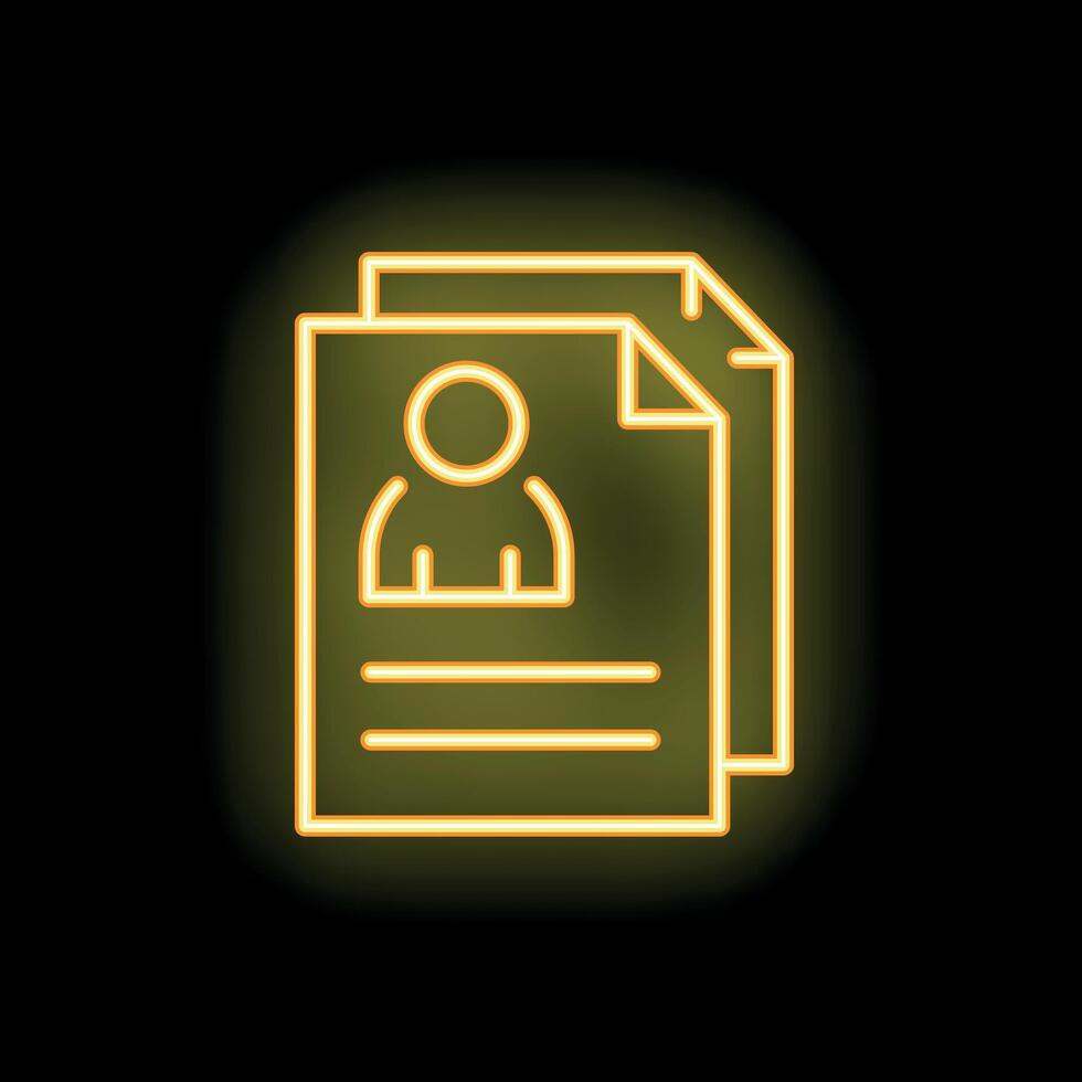 Neon icon of resumes representing job applications and recruitment vector