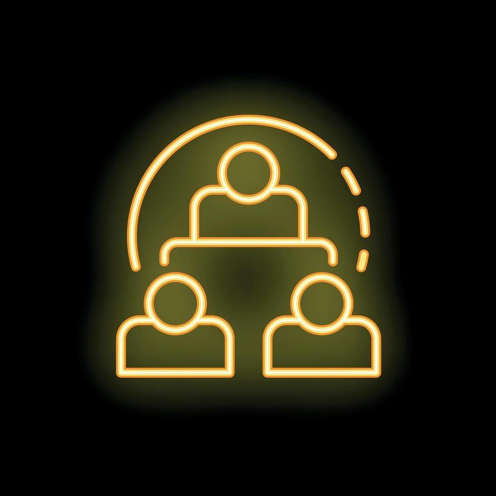 Neon icon style illustration of a manager leading two employees vector