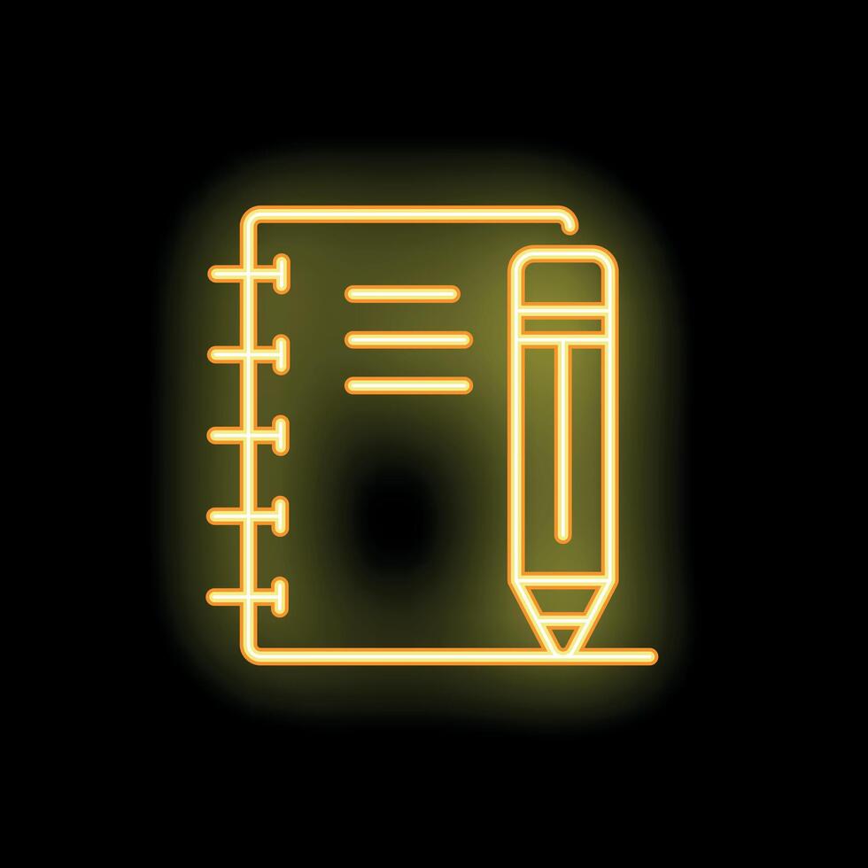 Neon pencil writing on notepad taking notes vector