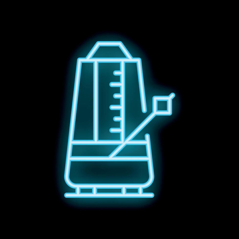 Neon metronome icon glowing on dark background vector