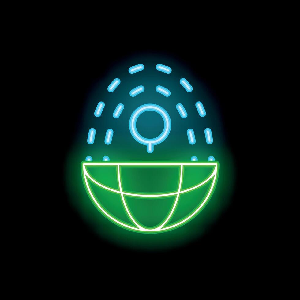 Neon icon of global warming showing earth and rising temperature vector
