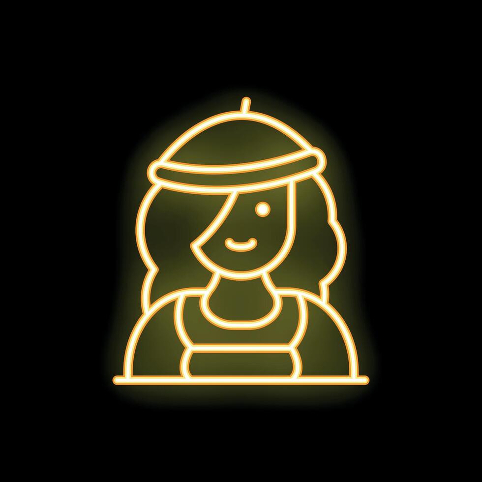 Neon sign showing a female construction worker wearing a hard hat vector