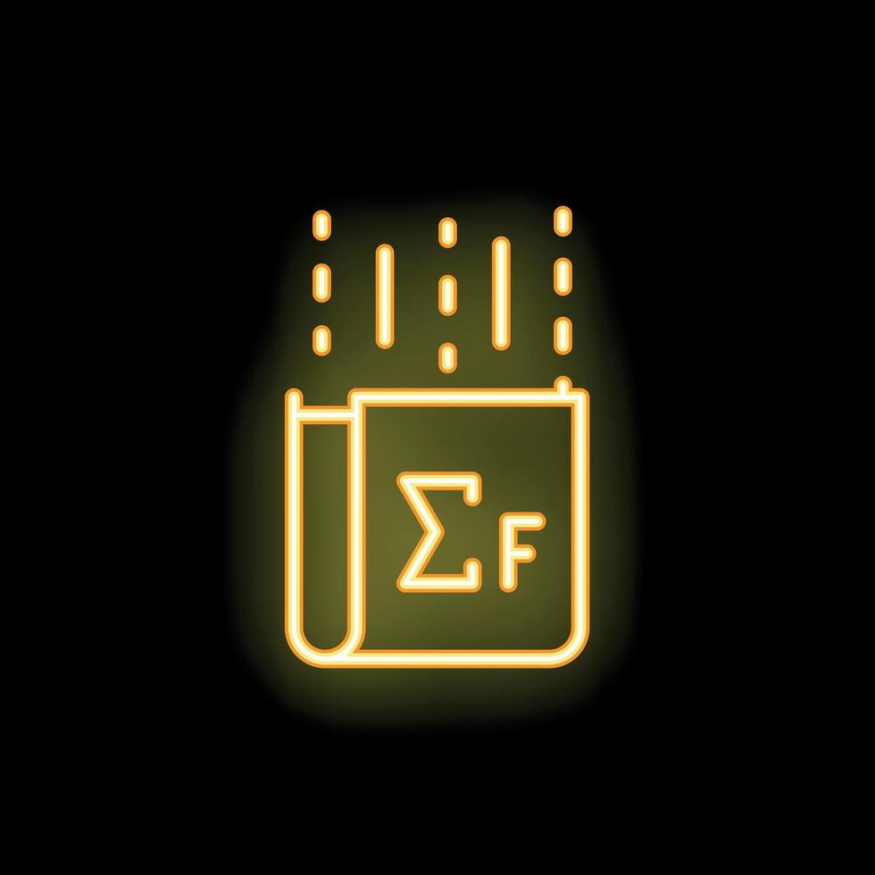 Neon yellow sum of forces icon on black background vector