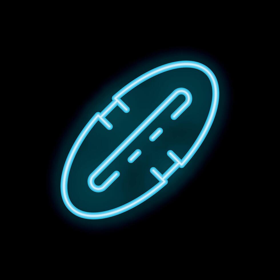 Neon blue hyperlink symbol shining on black background vector
