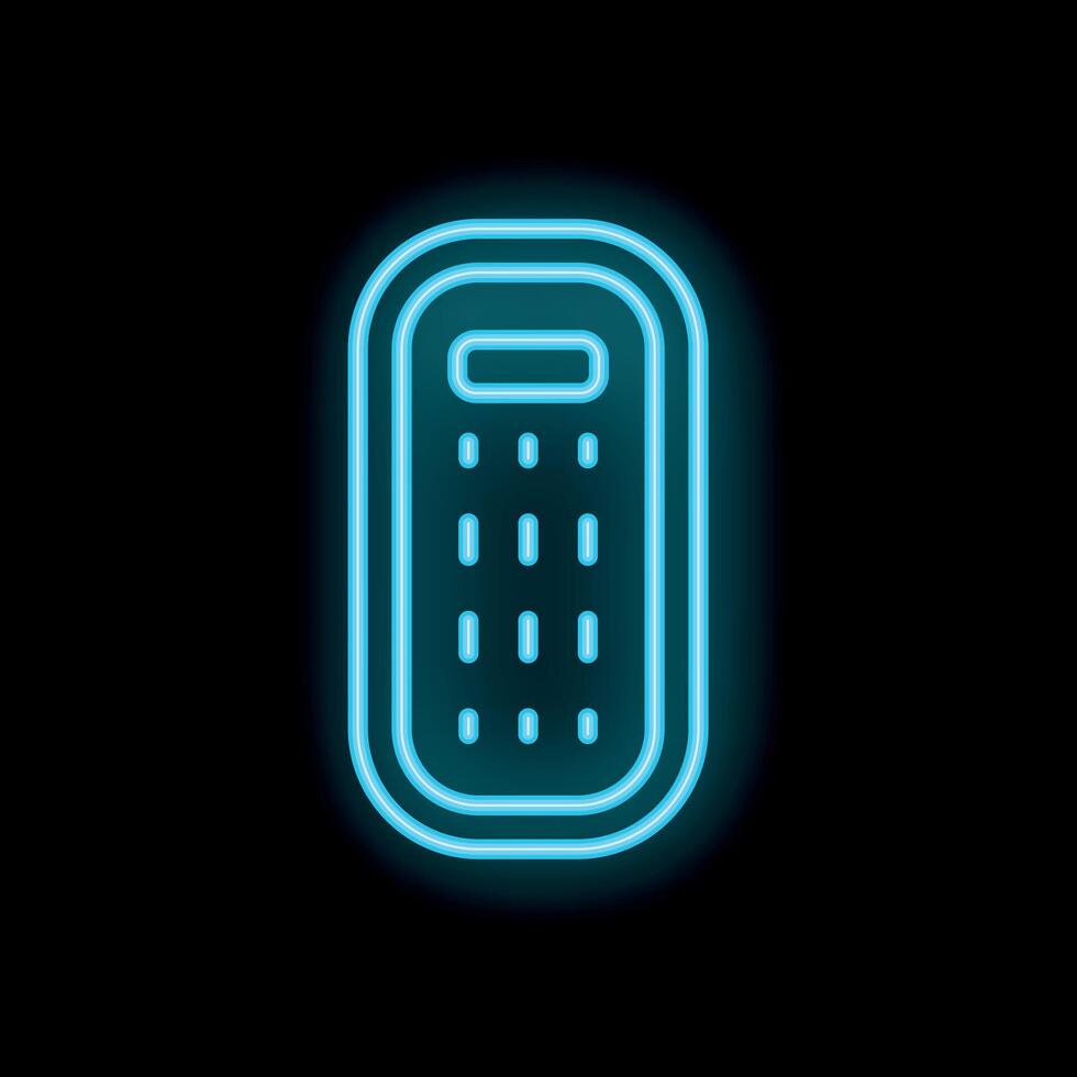 Neon remote control glowing on dark background vector