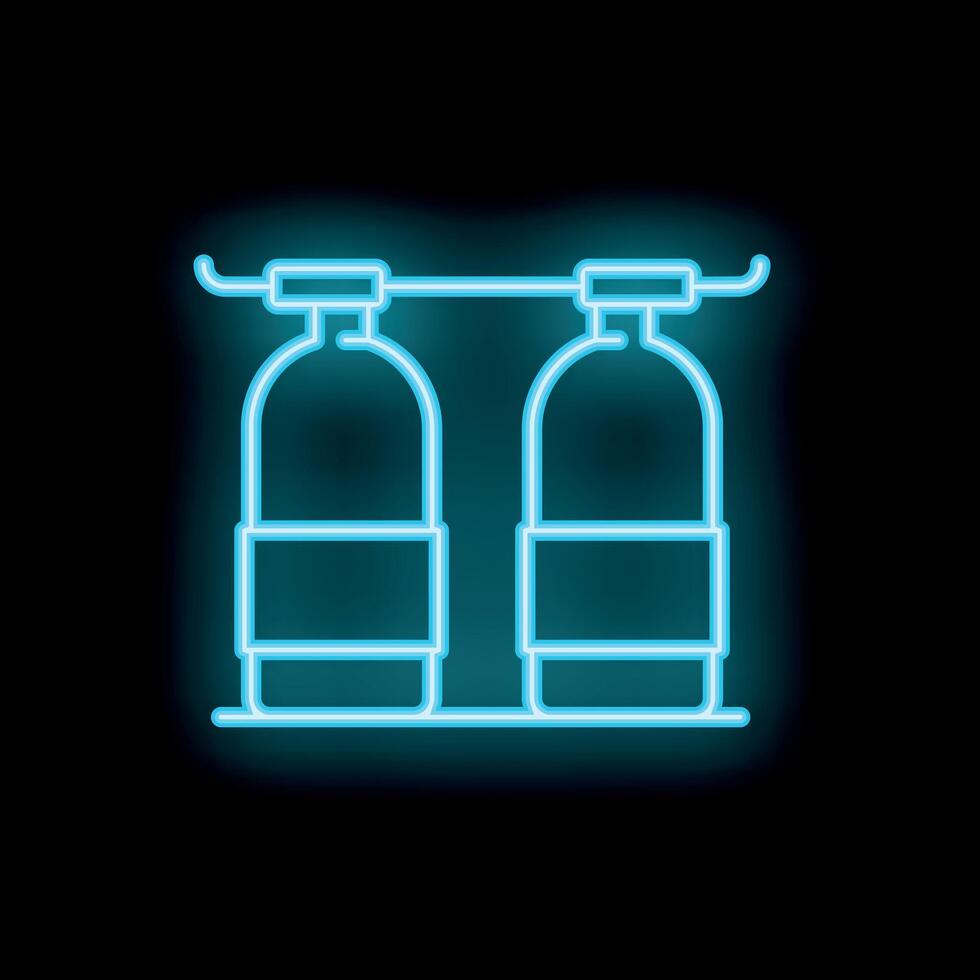 Neon icon of two oxygen tanks hanging on wall vector