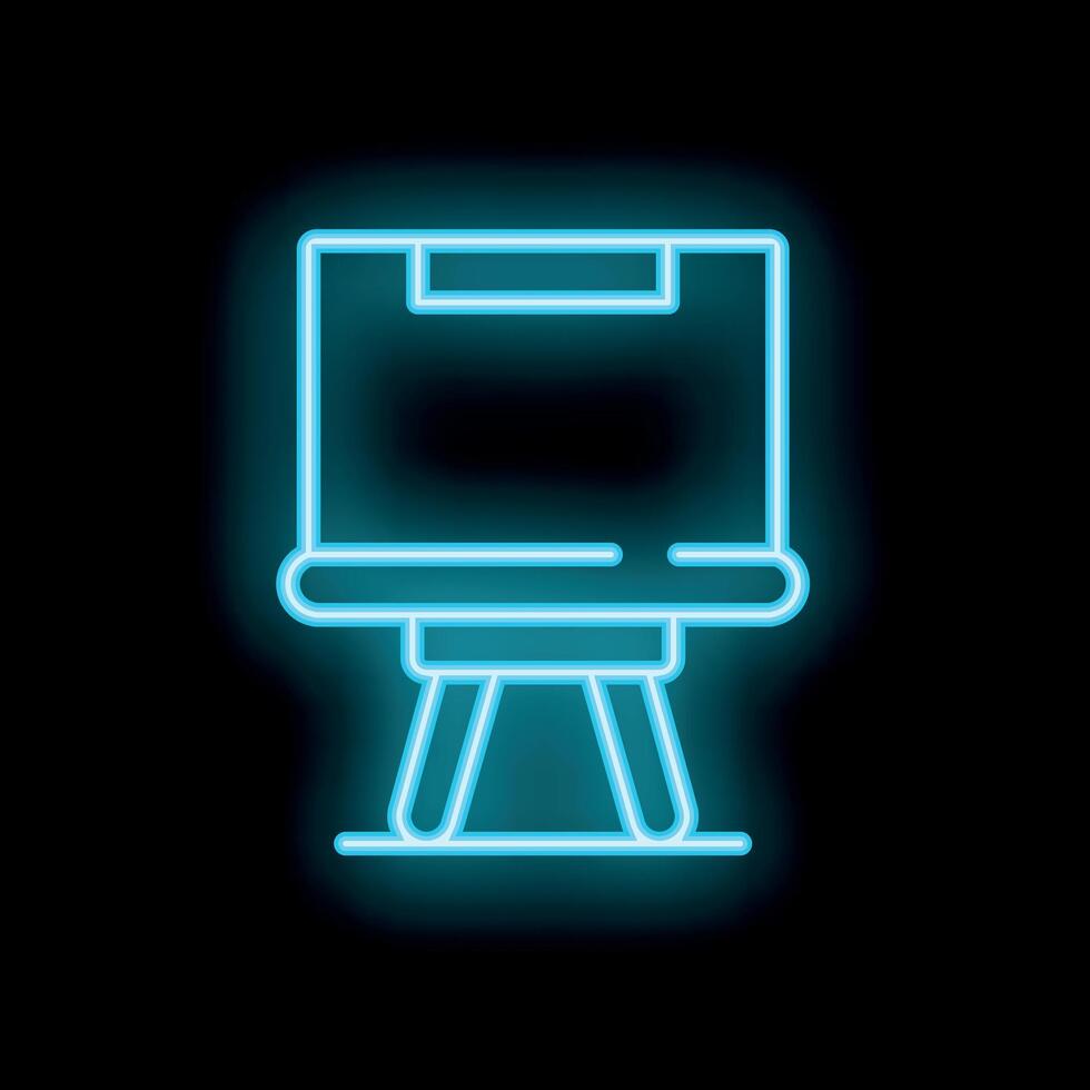 Neon sign of an empty whiteboard on black background vector