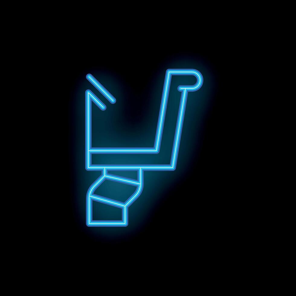 Blue glowing neon line house gutter rain water pipe icon isolated on black background vector