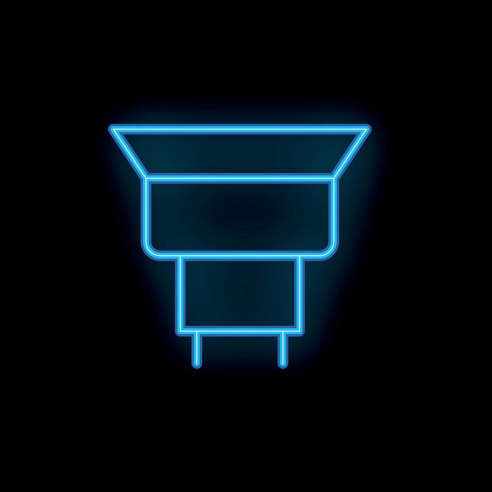 Neon blue halogen light bulb shining in the dark vector