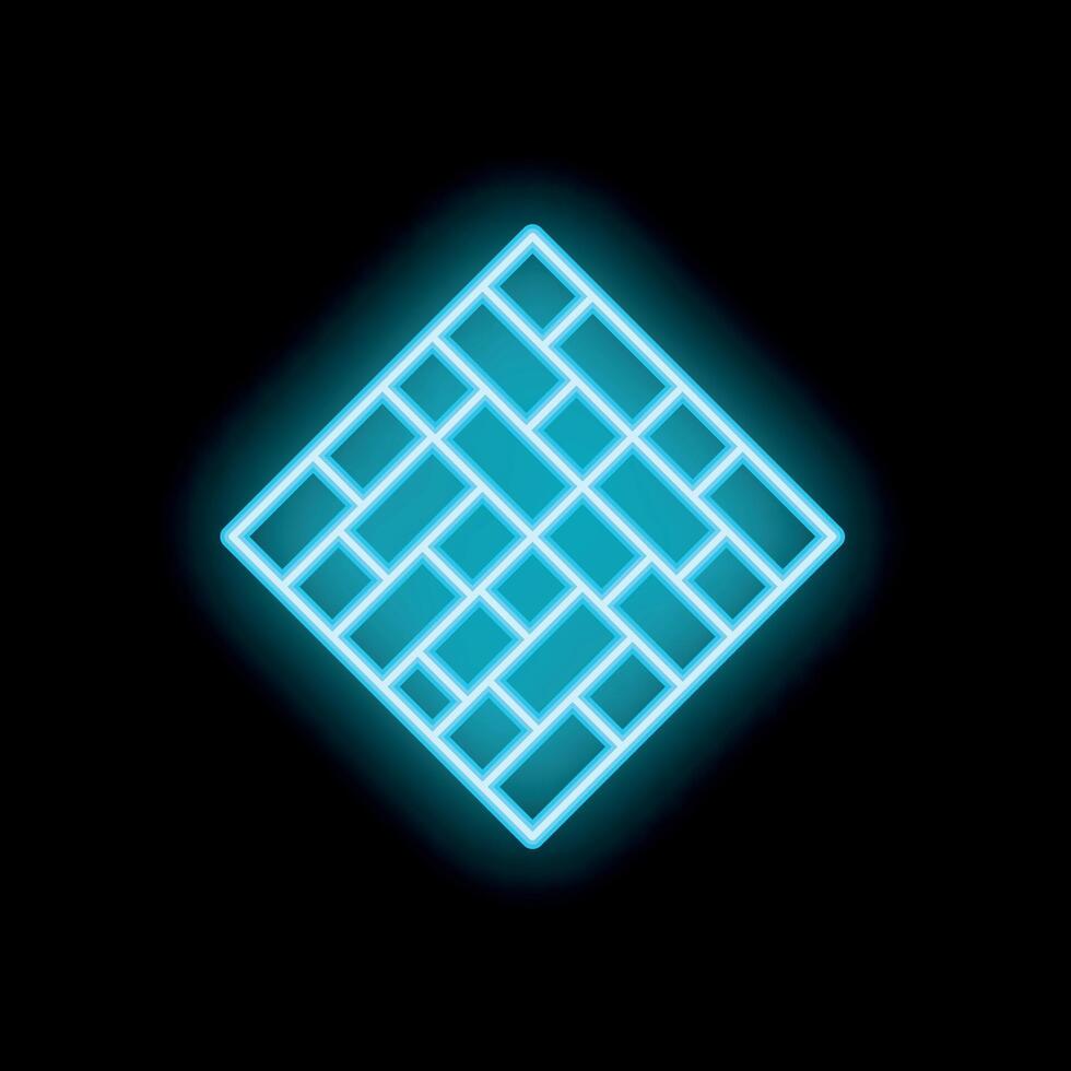 Neon blue light showing paving stone pattern on black background vector