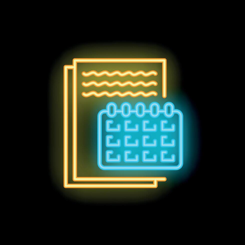 Neon icon of calendar representing planning and organization vector