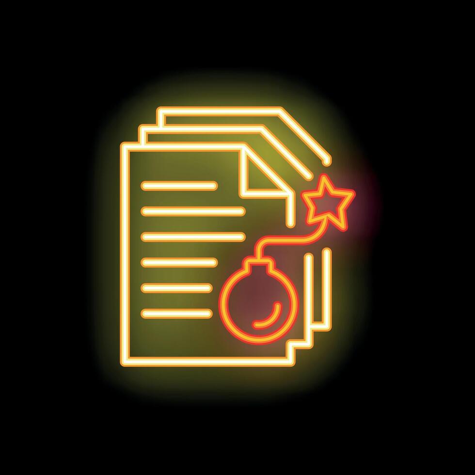Neon icon of bomb threatening information security vector