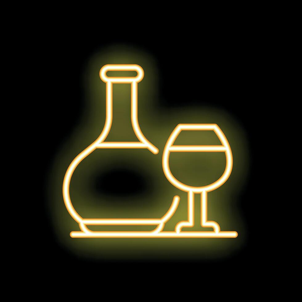Neon sign showing bottle and glass for bar or restaurant vector